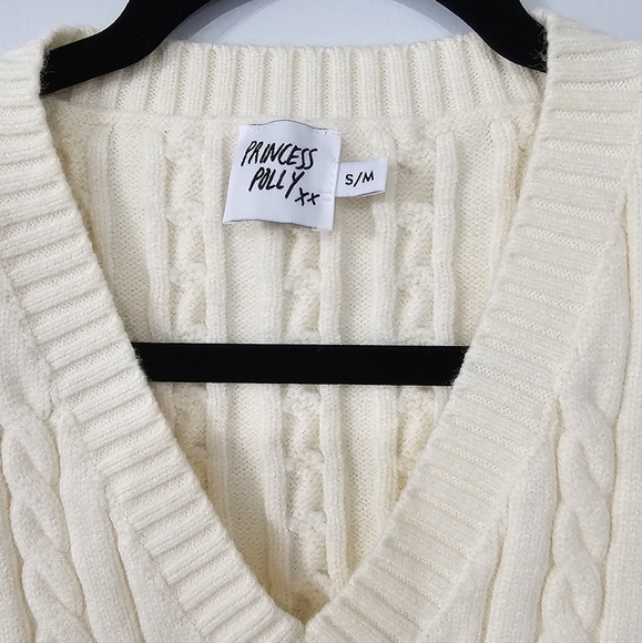 Princess Polly Cropped Sweater Vest off white S/M - Picture 2 of 5